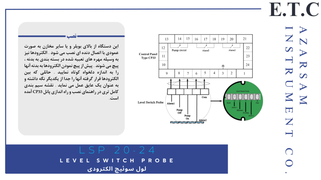 نصب لول سوئیچ الکترودی | Level Switch Probe LSP 20-24