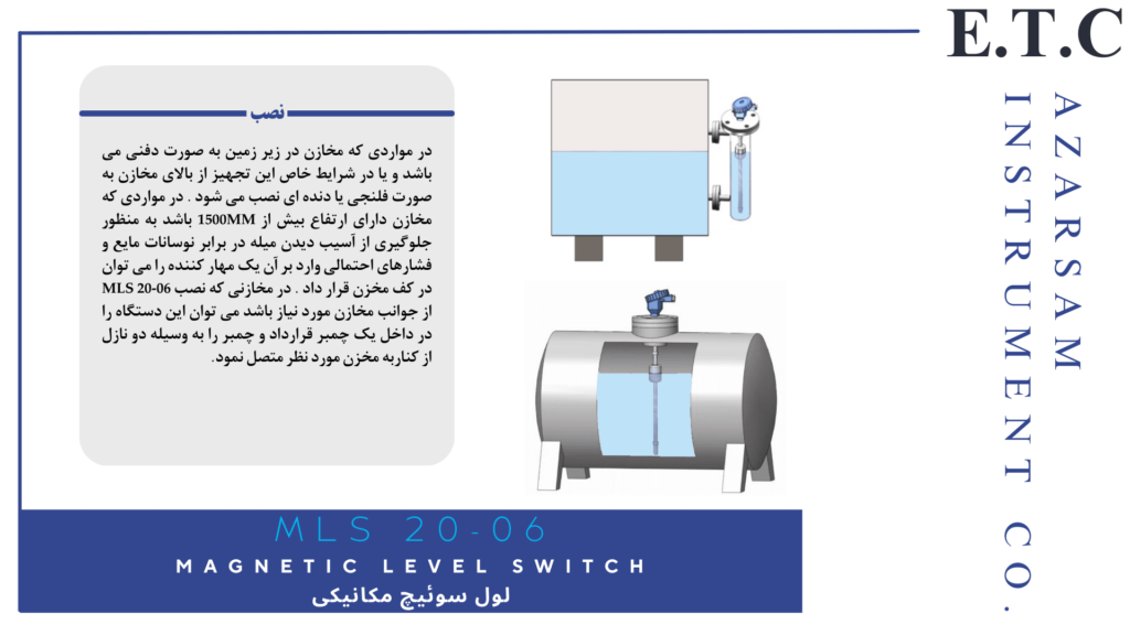 لول سوئیچ مغناطیسی Magnetic Level Switch MLS 20-06