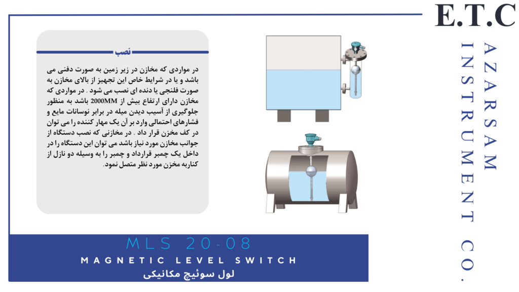 لول سوئیچ مغناطیسی MAgnetic Level Switch MLS 20-08